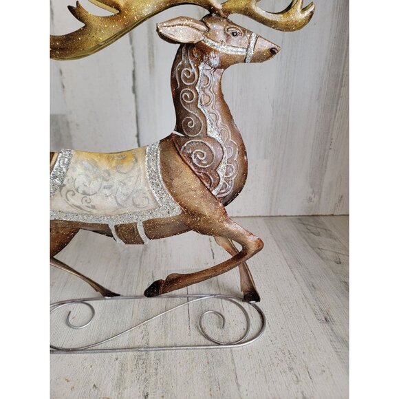 Pier 1 ? Metal glitter reindeer Xmas home decor unique deer buck figure - Picture 9 of 10
